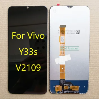 100% Протестированный оригинальный черный 6,58 дюймов для Vivo Y33s V2109 ЖК-дисплей с сенсорным экраном и цифровым преобразователем в сборе, запасные части