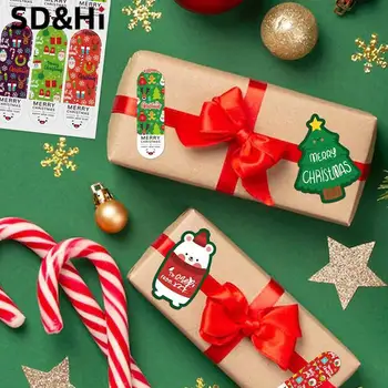 100шт Милых Рождественских наклеек, Подарочные Декоративные Уплотнительные наклейки, Этикетка для упаковочной коробки, Рождественские бирки