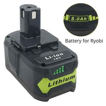 18 В 8000 мАч Литий-ионная Аккумуляторная Батарея для Ryobi ONE + P108 P109 P106 P105 P104 P103 RB18L50 RB18L40 BPL1820 BPL1815 RB18L60