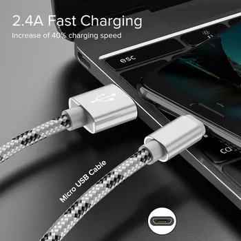 2.4A Кабель Micro USB Быстрая Зарядка 0,25 м 1 м 2 м 3 м Провод Зарядного Устройства для Xiaomi Huawei Samsung S22 S21 Кабель Для Зарядки Мобильного Телефона и Передачи данных