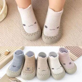 2 пары нескользящей обуви Baby Caroon, детских носков, обуви для мальчиков и девочек, обуви для ходунков, мягких резиновых захватов с детскими носками