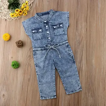 2023 Детский комбинезон с карманами для девочек, джинсовый комбинезон, джинсовые брюки, модные синие брюки, детская одежда для малышей