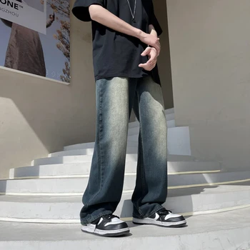 2023 Новые весенние мужские джинсы, Прямые джинсовые брюки, высококачественная свободная уличная одежда, широкие удобные повседневные длинные брюки B58