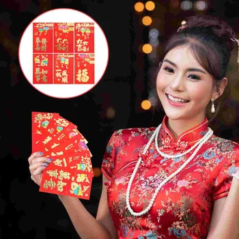 30 Шт Длинный Красный Пакет-Конверт Новогодняя Услуга Hong Bao Кошельки в Китайском стиле Подарочная Карманная Бумага Рождественские Подарки