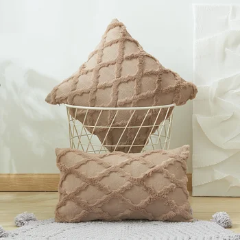 3D цветной однотонный геометрический чехол для подушки из ротанга, простая плюшевая специальная вышитая наволочка для домашнего декора XA20219092