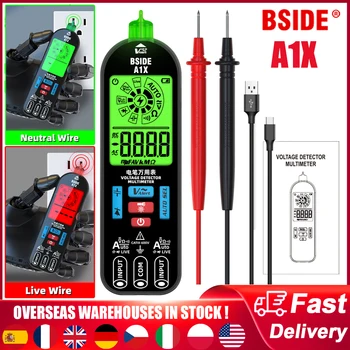 BSIDE A1X Цифровой мультиметр, Электрическая тестовая ручка с фонариком, Измеритель распознавания проводов под напряжением, Тестер сопротивления диода NCV