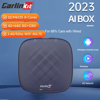 CarlinKit Wireless CarPlay Ai Box Android 13 QCM665 6125 Mini Android Auto Беспроводной Адаптер 8 ГБ + 128 ГБ для Проводного Автомобиля CarPlay