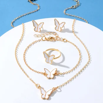IFKM Модное Золотое ожерелье-бабочка Браслет Для женщин Новый Трендовый ювелирный набор Подарки для девочек на вечеринку 2023 Аксессуары