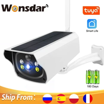 IP-Камера WIFI Security Solar Camera 1080P 2MP HD Tuya Smart Life Наружное Видеонаблюдение Беспроводная Батарея Cam 128G SD