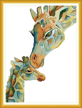 Joy Sunday Предварительно напечатанный Набор Для Вышивания Крестиком DIY Easy Pattern Aida 14/11-Каратный Набор Для Вышивания Из Штампованной Ткани-Мать и Дитя Жираф