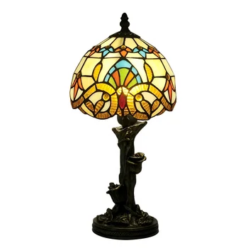 LongHuiJing 8-дюймовый светильник Tiffany с абажуром из средиземноморского витражного стекла, настольная лампа Tiffany в стиле кантри, прикроватная лампа