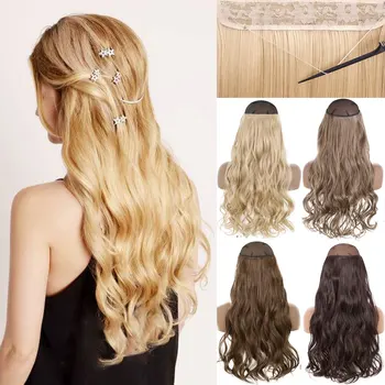 MERISIHAIR Наращивание синтетических волос без заколок, искусственное омбре, розовое, блондинистое, коричневое, черное, натуральное, волнистое, накладные волосы для женщины