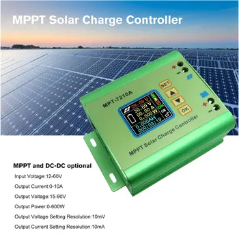 MPT-7210A Цветной ЖК-дисплей MPPT Контроллер заряда солнечной панели 24/36/48/60/72 В Контроллеры солнечной батареи Boost