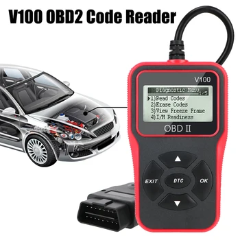 OBDII EOBD Подключи и играй считыватель кода OBD2 Инструменты диагностики автомобиля Сканер OBD 2 Универсальный цифровой дисплей V100