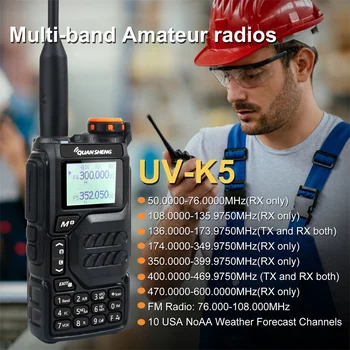 QUANSHENG UV-K5 5 Вт Высокомощная Портативная Рация 50-600 МГц Air Band NOAA DTMF Скремблер Светодиодный Фонарик Портативный Многополосный приемопередатчик