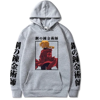Sudadera con capucha Fullmetal Alchemist para hombre y mujer, ropa de calle con estampado de Anime de Manga, jerséis de gran tam