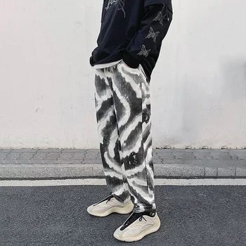 TFETTERS Летние мужские джинсы Tie Dye 2023 Новые прямые джинсы средней посадки Zebra Jeans в стиле хип-хоп Уличная мужская одежда