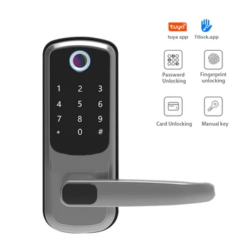 TTlock Tuya App WIFI Электронный Bluetooth Умный Дверной Замок Без Ключа RFID Карта Цифровой Код Биометрический Замок Отпечатков Пальцев