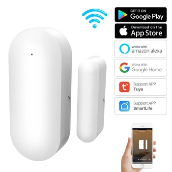 Tuya WiFi Дверной Датчик Умные Детекторы Открытия/Закрытия Дверей Приложение Smart Life Магнитный Переключатель Оконные Датчики Работают С Alexa и Google Home