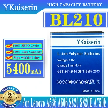 YKaiserin BL210 BL 210 5400 мАч для Lenovo A536 A606 S820 S820E A750E A770E A656 A766 A658T S650 Телефон Заменить Батареи