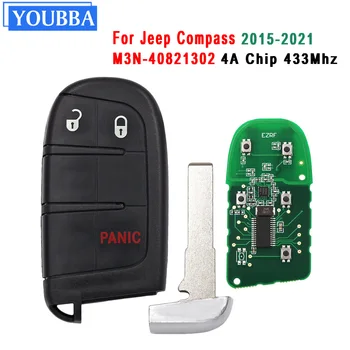YOUBBA 3B Умный Дистанционный Брелок 433 МГц 4A Чип для Jeep Compass 2015 2016 2017 2018 2019 2020 2021 FCC: M3N-40821302 SIP22
