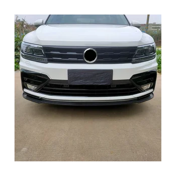 Автомобиль Глянцевый черный Под передней центральной решеткой Радиатора Молдинги для решетки радиатора Накладка противотуманных фар для VW Tiguan Rline 2017-2021