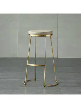 Барные стулья в скандинавском стиле, барный стул, креативный кофейный стул, золотой высокий табурет, простой обеденный стул из кованого железа