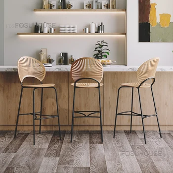 Барные стулья с деревянной спинкой Кухонная мебель для дома Современные барные стулья Итальянские дизайнерские барные стулья с высокой спинкой B