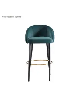Барный стул из массива дерева легкий роскошный современный минималистичный бытовой стульчик для кормления комбинированный кожаный барный стул сетка для стульев красный передний