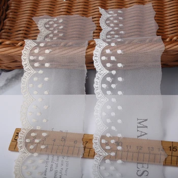 Белая хлопчатобумажная нить + вышитая сетчатая кружевная одежда Кружевная лента Отделка ткани Аксессуары для шитья ручной работы своими руками