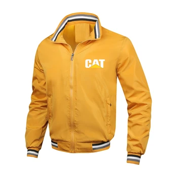 Весна -осень 2023, логотип CAT Caterpillar, принт в полоску, воротник-стойка, молния, Однотонные Модные пальто, популярные кардиганы, свободные куртки