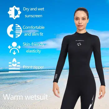 Гидрокостюмы из неопрена толщиной 3 мм на молнии сзади, костюмы для серфинга и подводного плавания для всего тела для женщин