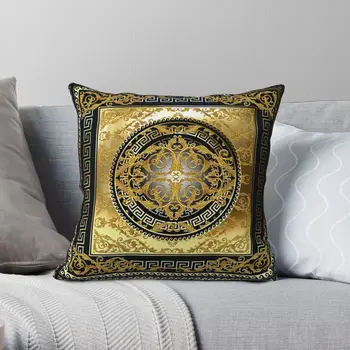 Декоративная квадратная наволочка в стиле барокко из черного золота, полиэстер, льняной бархат, декор на молнии с принтом, домашняя наволочка для подушки