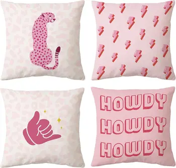 Декоративная наволочка, розовая комната, декоративная подушка с леопардовым принтом, набор подушек, диван с наволочкой, украшенный подушкой