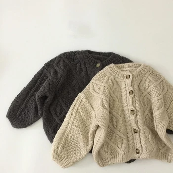 Детская одежда Свитер для девочек с одной грудью, короткий стиль, Кардиганы для мальчиков, вязаный свитер от 1 до 7 лет