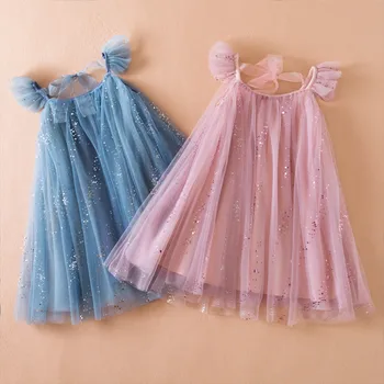Детские платья для вечеринки по случаю дня рождения для девочек от 1 до 6 лет, блестящее платье из тюля, элегантное платье принцессы для выпускного вечера, летние бальные платья