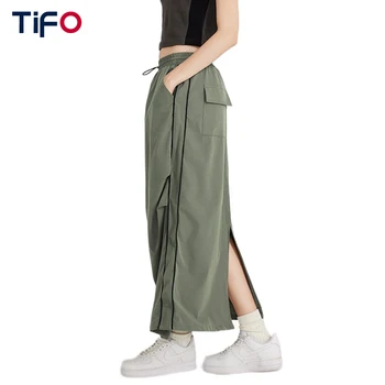Длинная юбка с разрезом в складку, женская летняя повседневная уличная одежда с эластичным поясом, однотонная юбка среднего размера