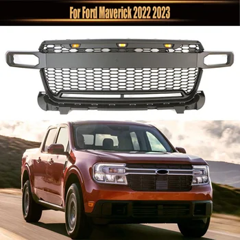 Для Ford Maverick 2022 2023 Верхняя решетка радиатора, Гоночная решетка для внедорожников 4x4, детали экстерьера автомобиля ABS, Передняя решетка радиатора с подсветкой