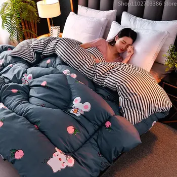 Домашнее одеяло для двуспальной кровати, однотонное современное стеганое одеяло, утолщенное хлопковое зимнее одеяло, Мягкое теплое одеяло, пушистое стеганое одеяло, приятное для кожи.