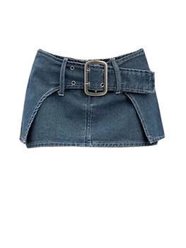 Женская синяя джинсовая мини-юбка трапециевидной формы, модная Корейская юбка, винтажная джинсовая юбка Harajuku Y2k для девочек, кавайная джинсовая юбка, уличная летняя одежда