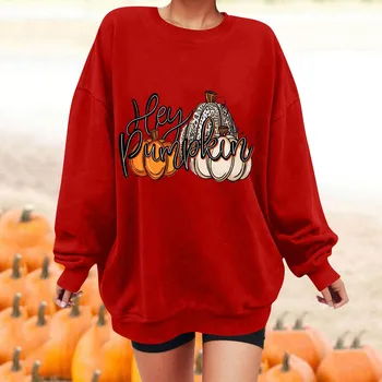 Женские толстовки, пуловер с принтом тыквы, О-образный вырез, длинный рукав, толстовка на Хэллоуин, женский осенне-зимний топ в стиле харадзюку