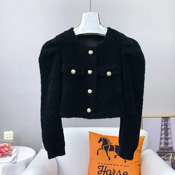 Женское Модное пальто из овечьей шерсти для девочек, Теплая Короткая Модная куртка, женская Зимняя парка из шерсти Ягненка, пальто JT3197