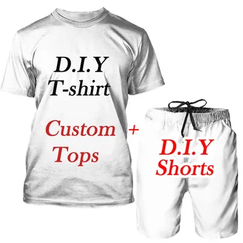 Забавная цельная одежда на заказ с 3D принтом, футболка с коротким рукавом + шорты, комплекты из двух предметов, Наряды для пары, Летние топы своими руками Camiseta