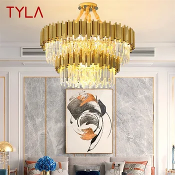 Золотая люстра TYLA, Хрустальный Подвесной светильник, Постмодернистский светодиодный светильник для дома, гостиной, столовой
