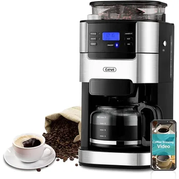 Капельная кофеварка на 10 чашек, автоматическая кофемашина для измельчения и заваривания кофе со встроенным резервуаром для воды большой емкости 1,5 л