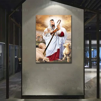 Картина Иисуса и Заблудших овец в Иерусалимской церкви в Вербный День Холст, настенное искусство для декора гостиной