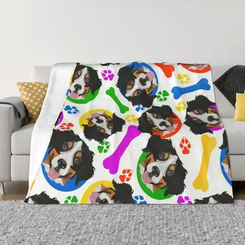 Клетчатое одеяло с милым рисунком собаки Легкие дышащие гипоаллергенные пледы для роскошного постельного белья домашнего декора