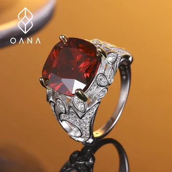 Кольцо из стерлингового серебра OANA S925 с высокоуглеродистым бриллиантом цвета Падма 12 мм, имитация бриллианта в крупном каратном исполнении, высококачественные ювелирные изделия