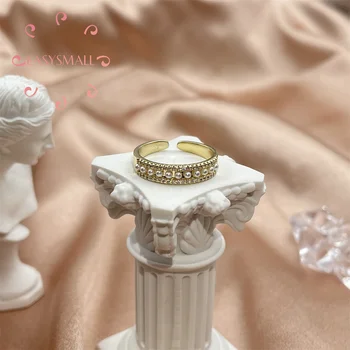 Кольцо с золотым жемчугом, Элегантные Винтажные Женские украшения из хрусталя, Аксессуары для подарков на свадьбу, серебро Стерлингового серебра