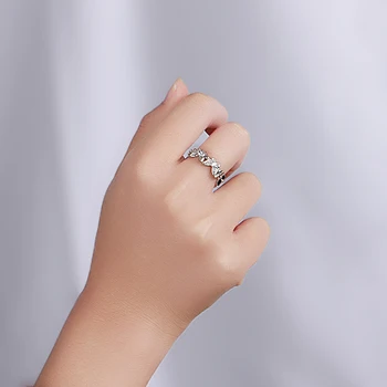 Кольцо с цирконием в виде бабочки, Модное кольцо, Блестящий лист кубического циркония, Геометрическое Регулируемое кольцо на палец Для девочек, Простой нежный драгоценный камень